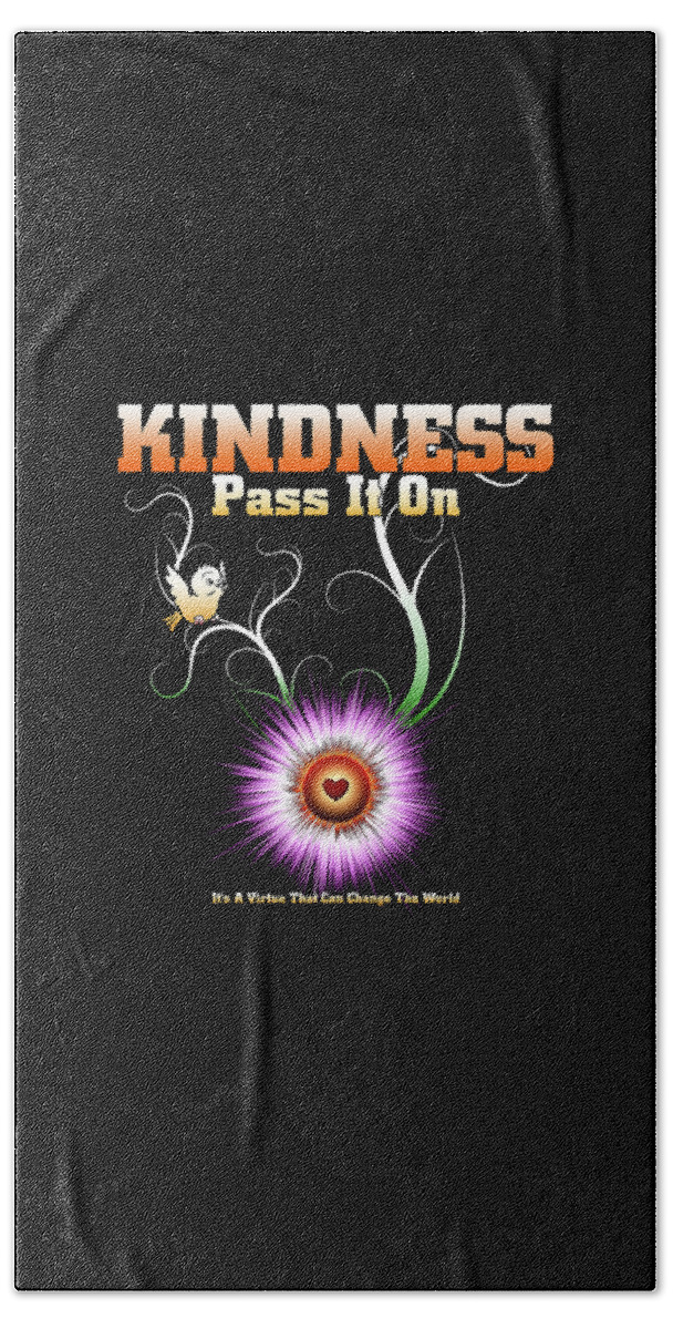 Kindness Beach Towel featuring the digital art Kindness - Pass It On Starburst Heart by Rolando Burbon