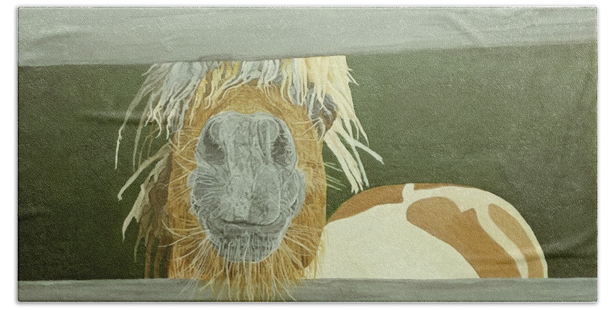 Miniature Horse Beach Towel featuring the painting Kiss Me Baby by Wendy Shoults