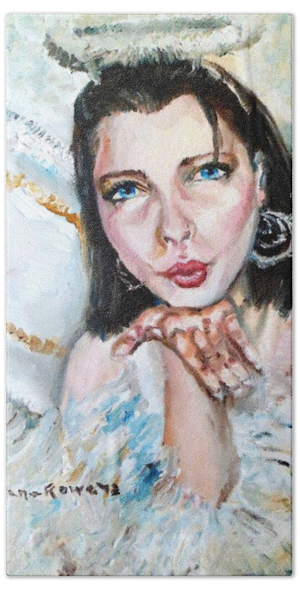 Angel Beach Sheet featuring the painting Kiss of an Angel by Shana Rowe Jackson