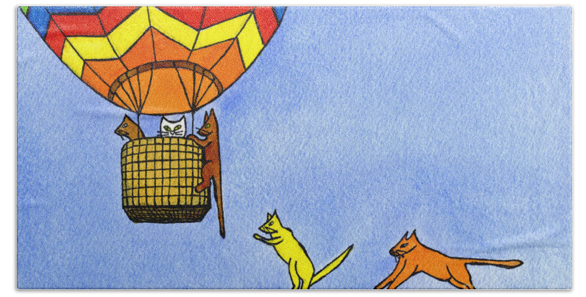 Kitty Beach Towel featuring the painting Kitty Balloon Ride by Norma Appleton