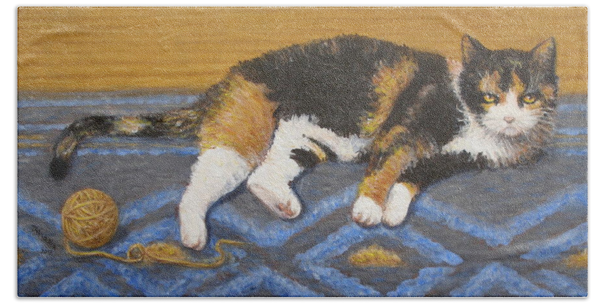 Realism Beach Towel featuring the painting Kitty by Donelli DiMaria