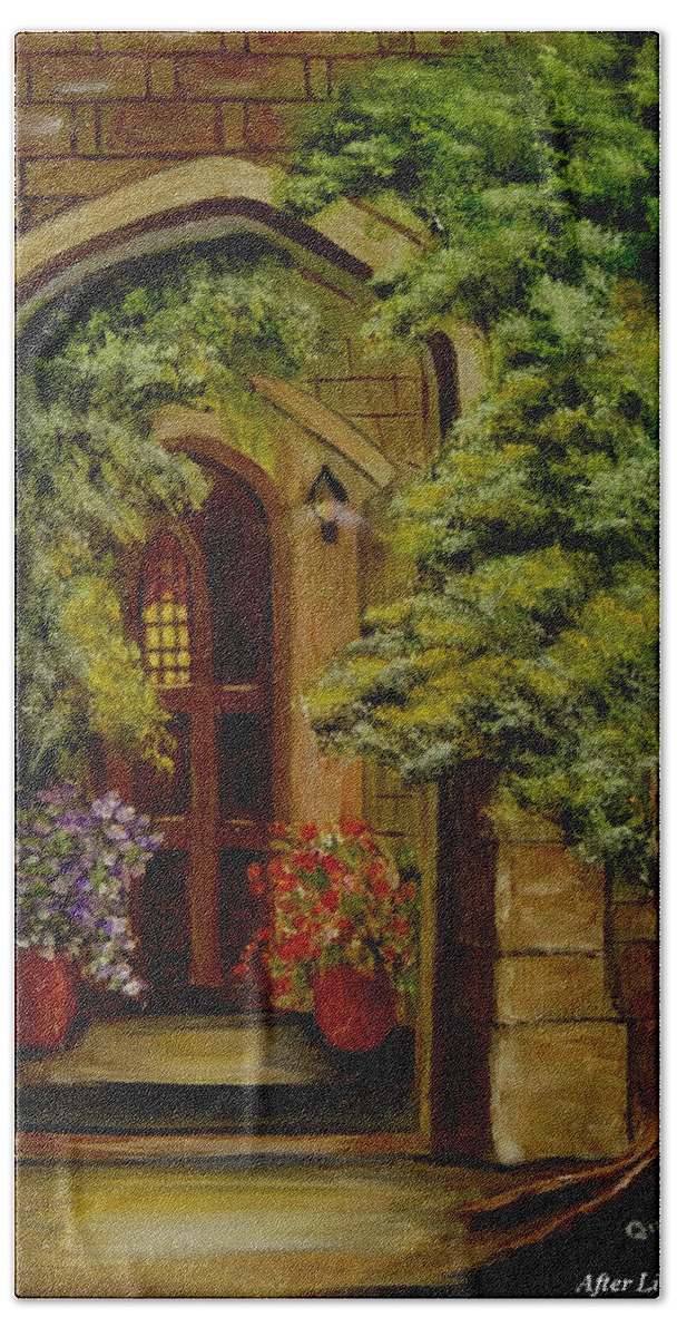 Door Beach Towel featuring the painting Knight's Door by Quwatha Valentine
