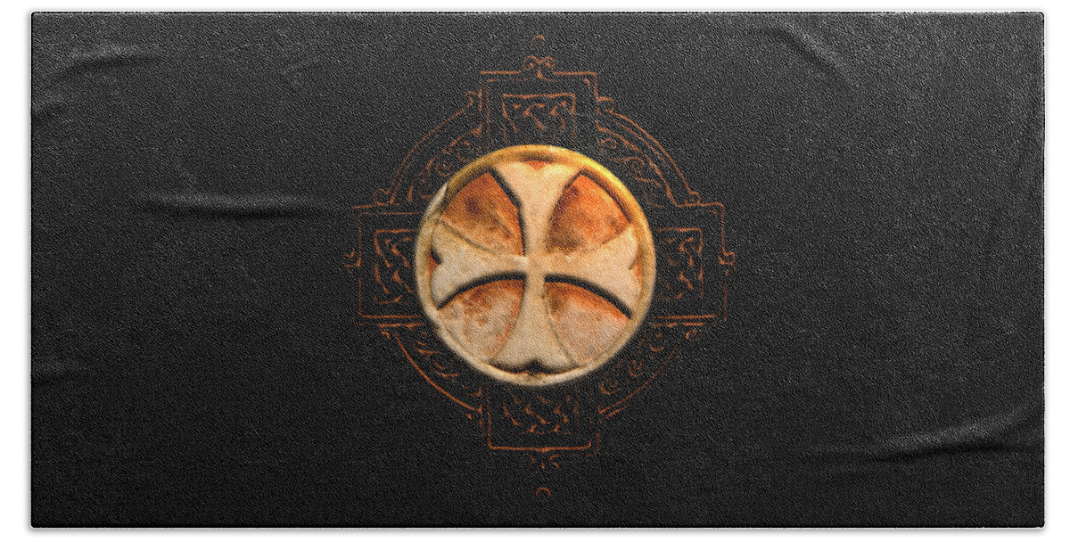 Fantasy Beach Towel featuring the digital art Knights Templar Symbol Re-Imagined by Pierre Blanchard by Esoterica Art Agency