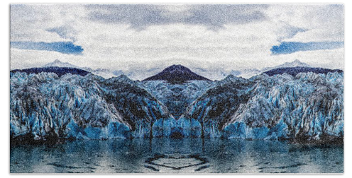 Mountains Beach Towel featuring the digital art Knik Glacier Reflection by Pelo Blanco Photo