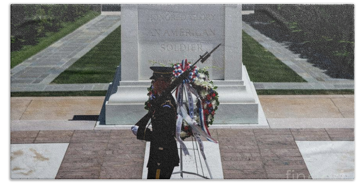 Tomb Of The Unknown Beach Sheet featuring the photograph Known but to God by David Bearden