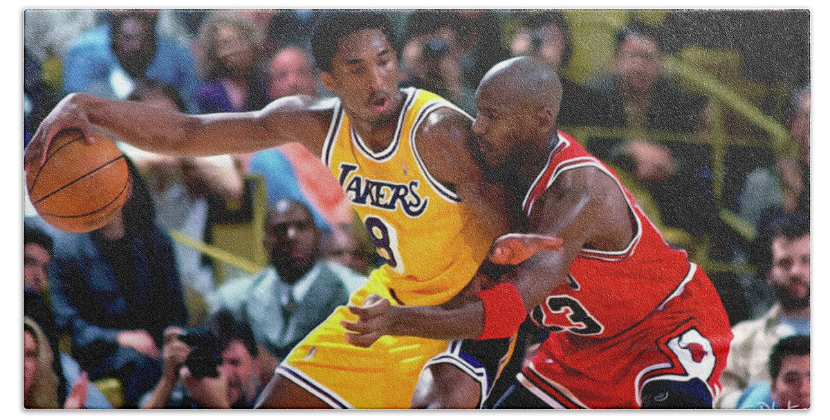 Kobe Bryant vs Michael Jordan Beach Sheet for Sale by Sebastian Plat
