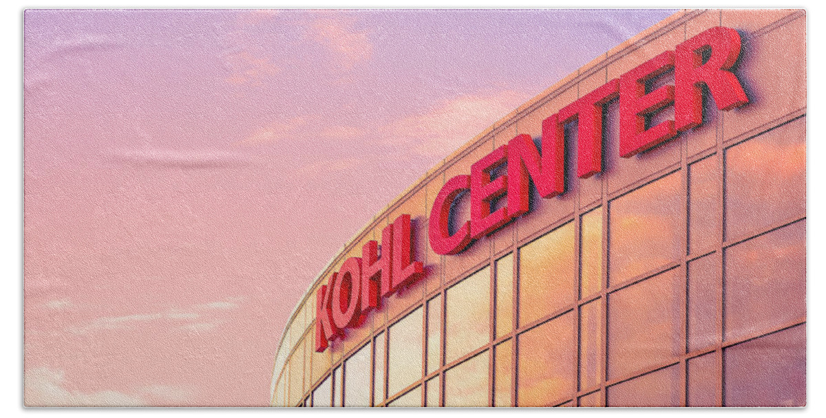Sports Beach Towel featuring the photograph Kohl Center Illuminated by Todd Klassy
