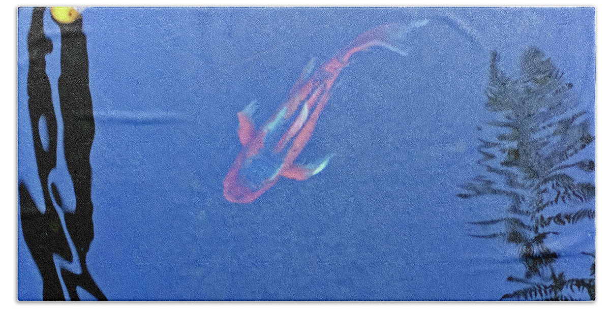 Koi Beach Towel featuring the photograph Koi No. 5-1 by Sandy Taylor