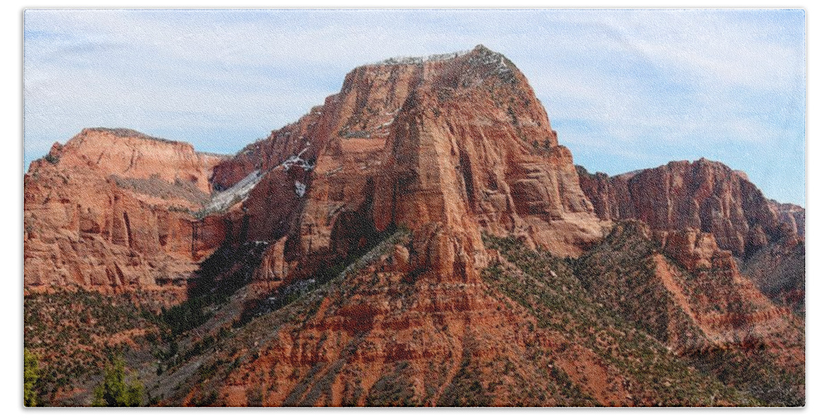 Kolob Canyon Beach Towel featuring the photograph Kolob Canyon Dusted with Snow - 4 by Christy Pooschke