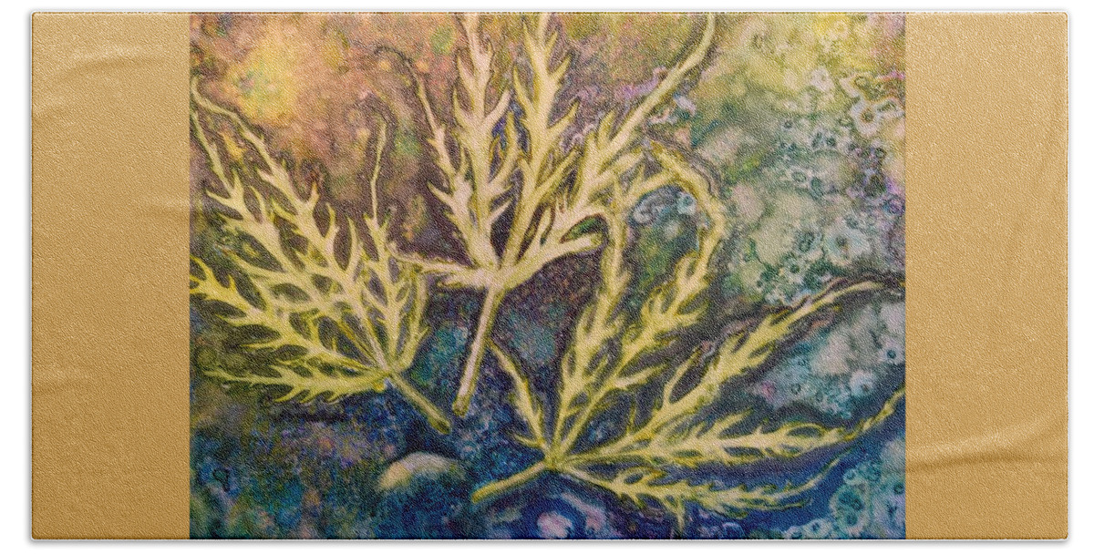 Leaves Beach Towel featuring the painting Lace Leaves by Nancy Jolley