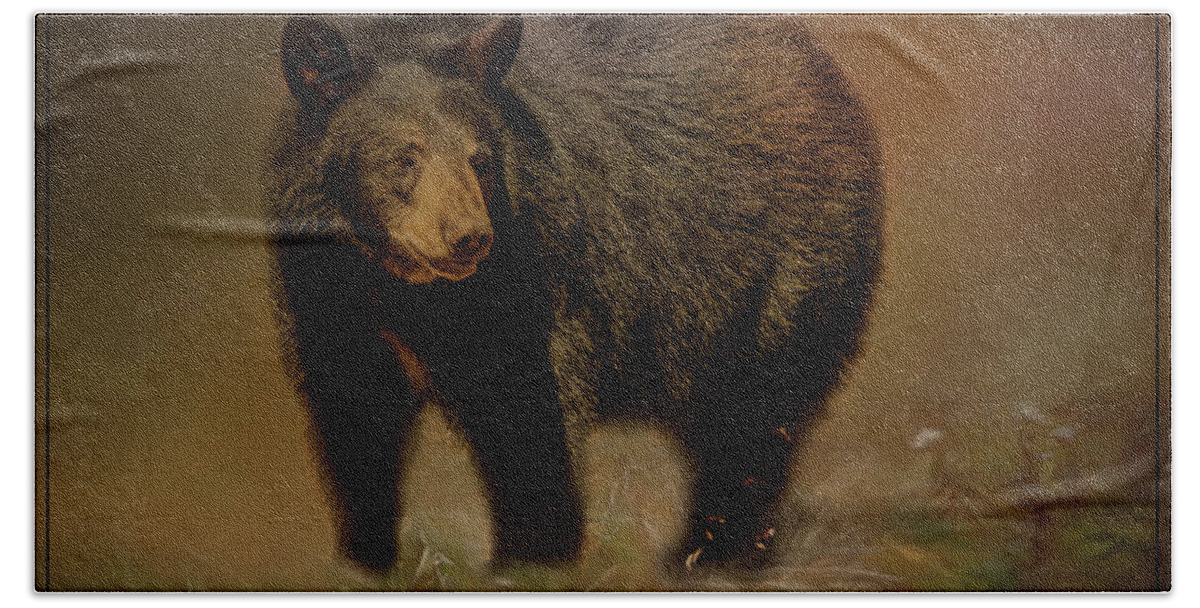 Tl Wilson Photography Beach Towel featuring the photograph Black Bear in the Fall by Teresa Wilson