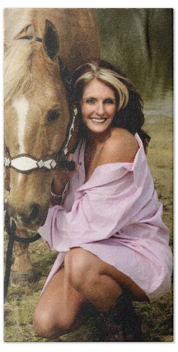 Gina Beach Sheet featuring the photograph Lady and Her Horse 2 by Keith Lovejoy