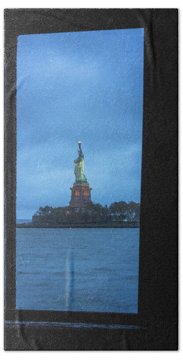 Jersey City New Jersey Beach Towel featuring the photograph Lady Liberty View by Tom Singleton