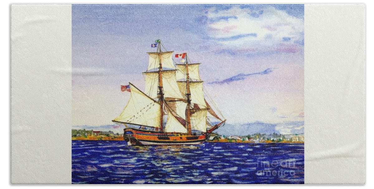 Cynthia Pride Watercolor Paintings Beach Sheet featuring the painting Lady Washington by Cynthia Pride