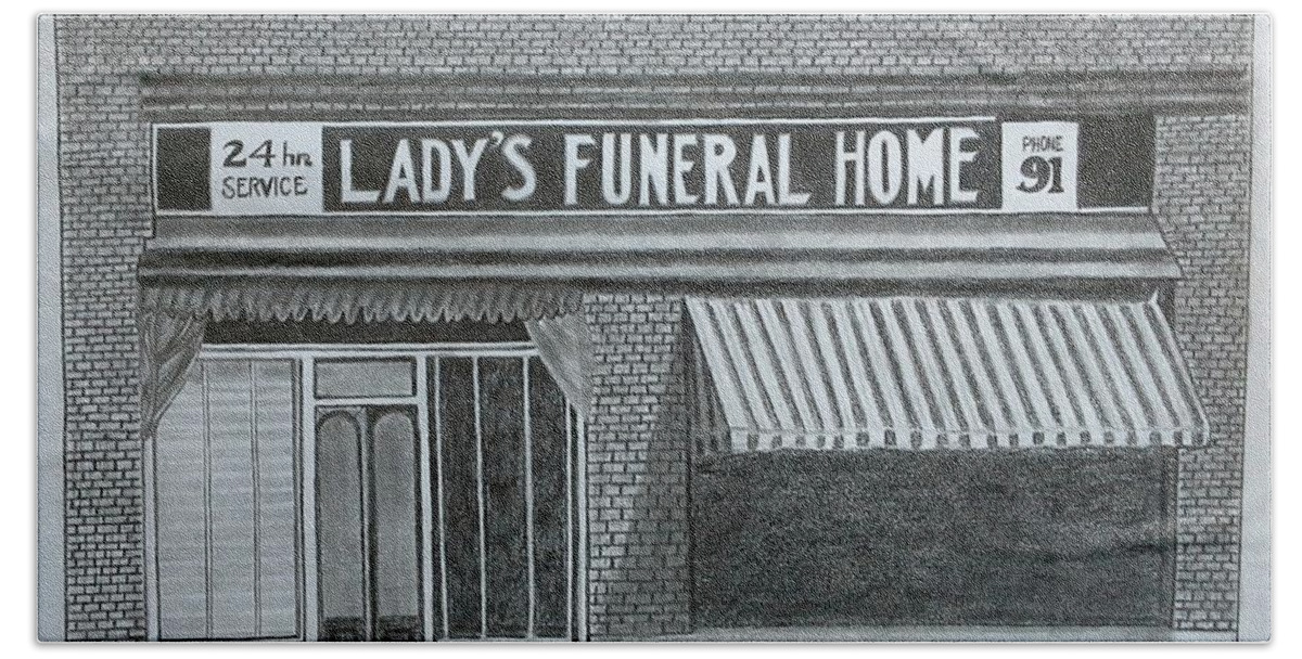 Old Building Beach Sheet featuring the drawing Lady's 1934 by Tony Clark