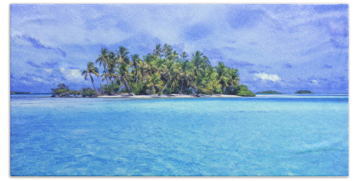 Tahiti Beach Towel featuring the painting Lagoon Islands at Rangiroa by Dominic Piperata