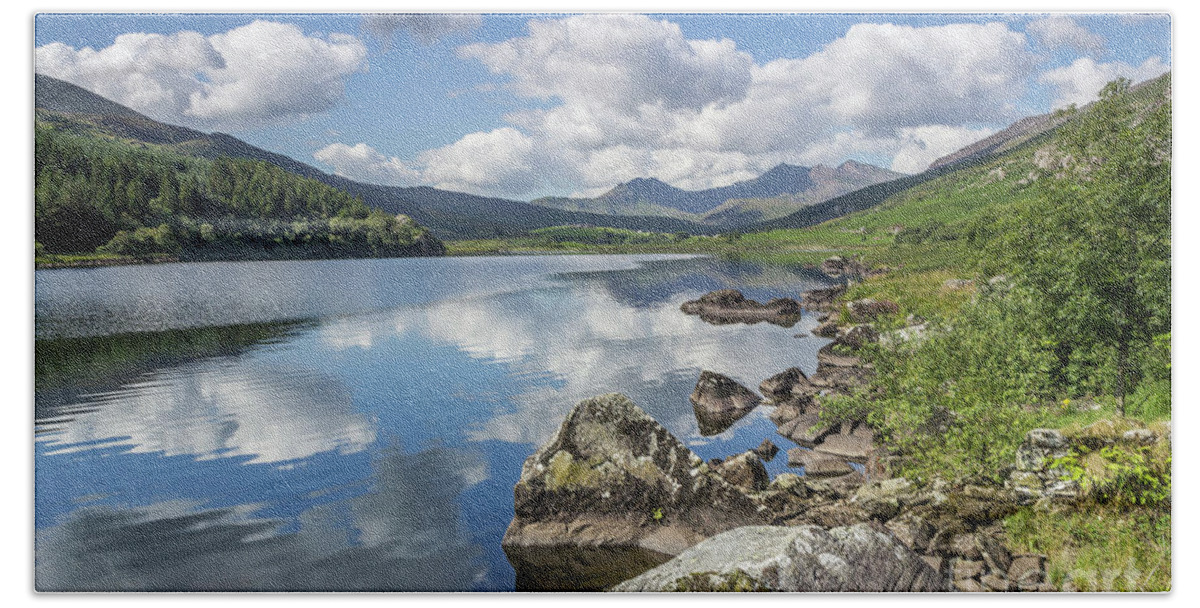 Wales Beach Towel featuring the photograph Lake Mymbyr and Snowdon by Ian Mitchell
