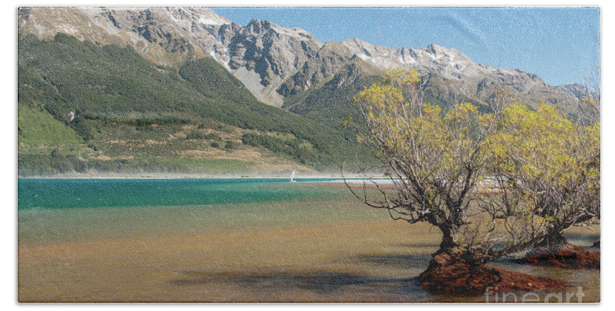 Landscape Beach Sheet featuring the photograph Lake Wakatipu by Werner Padarin