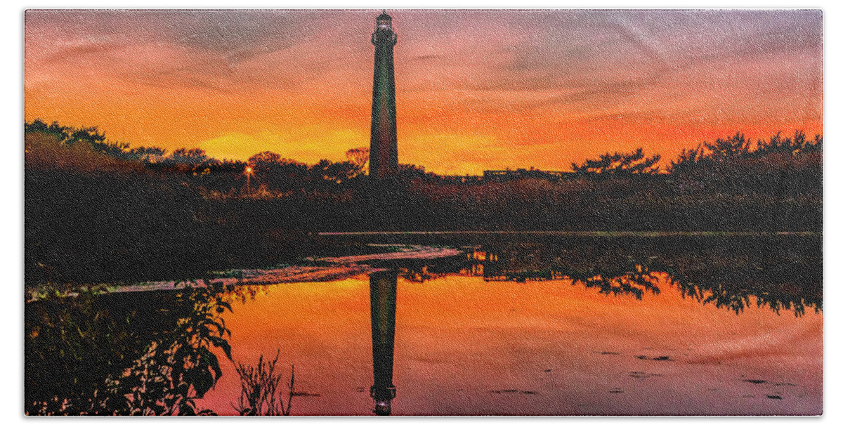 Cape May Beach Towel featuring the photograph Last Light at the Cape May Light by Nick Zelinsky Jr