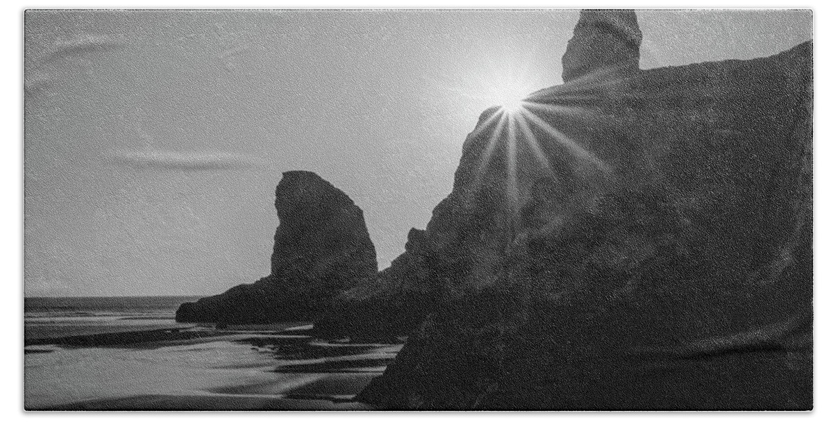 Photography Beach Towel featuring the photograph Last light on the coast by Steven Clark