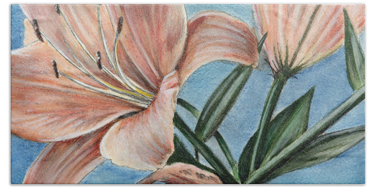 Flower Beach Towel featuring the painting Late Blossoms by Thomas Hamm