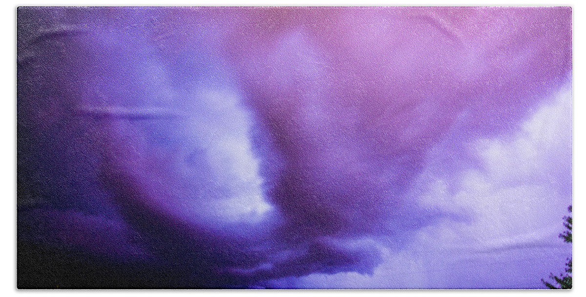 Nebraskasc Beach Towel featuring the photograph Late Night Nebraska Shelf Cloud 001 by NebraskaSC