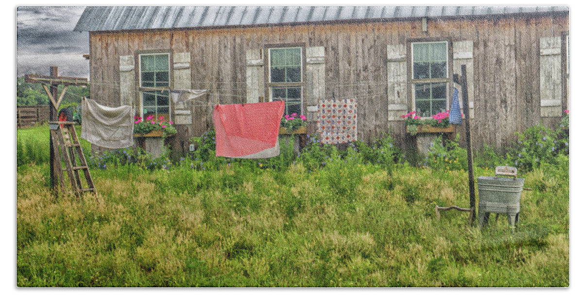Barn Beach Towel featuring the photograph Laundry by Dennis Dugan