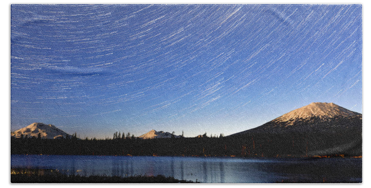 Night Beach Sheet featuring the photograph Lava Lake Star Trails by Cat Connor