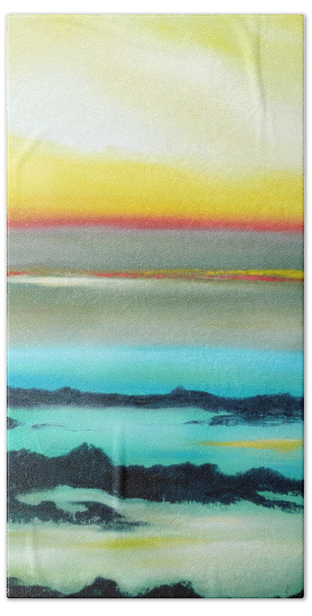 Sunset Beach Towel featuring the painting Lava Rock Sunset 2 by Gina De Gorna