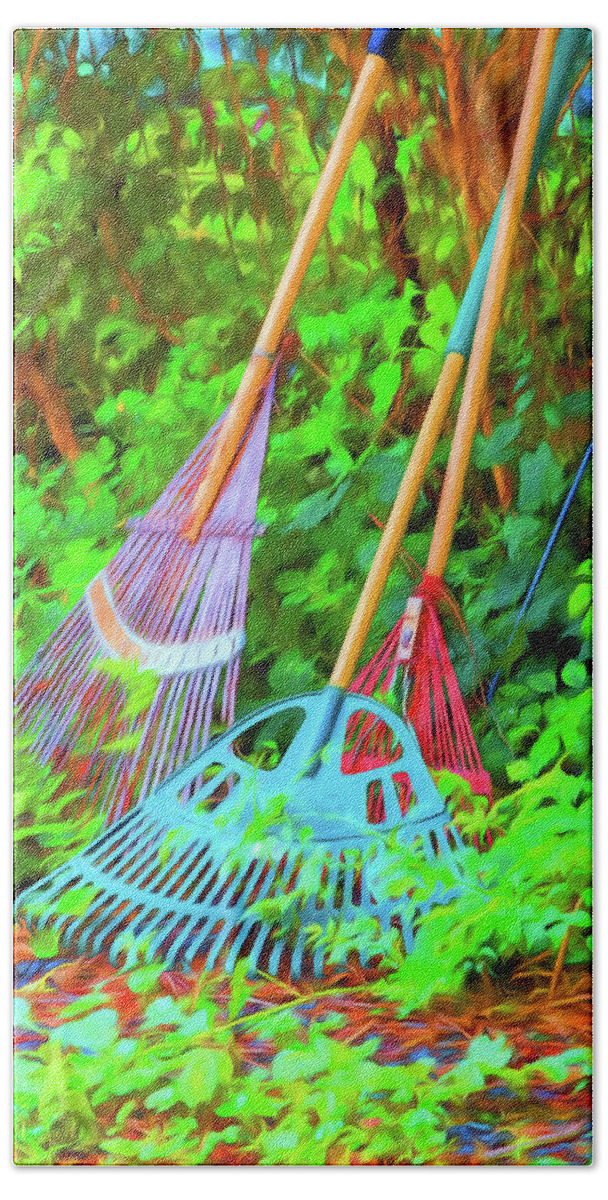 Lematis Vine Beach Towel featuring the photograph Lawn Tools by Tom Singleton