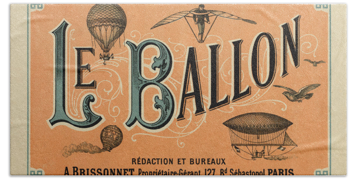  Beach Sheet featuring the drawing Le Balloon by Vintage Pix