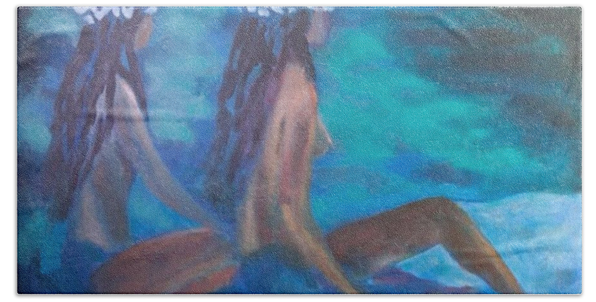 Hawaiian Girls Beach Towel featuring the painting Le Hawaiane by Enrico Garff