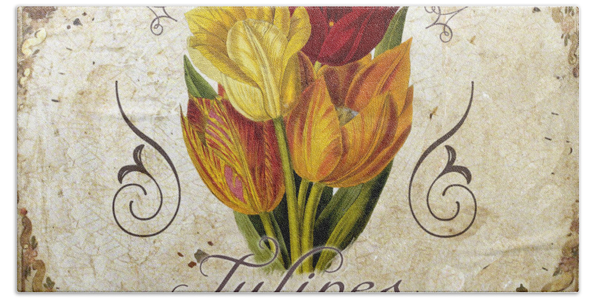 Tulips Beach Sheet featuring the painting Le Jardin Tulipes by Mindy Sommers