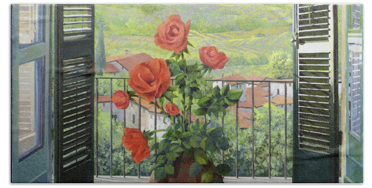 Landscape Beach Towel featuring the painting Le Persiane Sulla Valle by Guido Borelli
