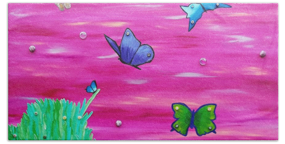 Butterflies Beach Towel featuring the painting Learning to Fly by Amy Pugh