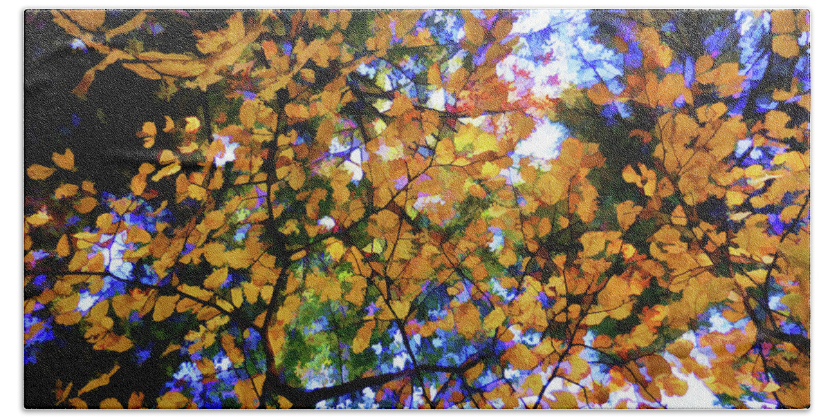 Leaves Of Autumn Beach Towel featuring the painting Leaves of Autumn by Jeelan Clark