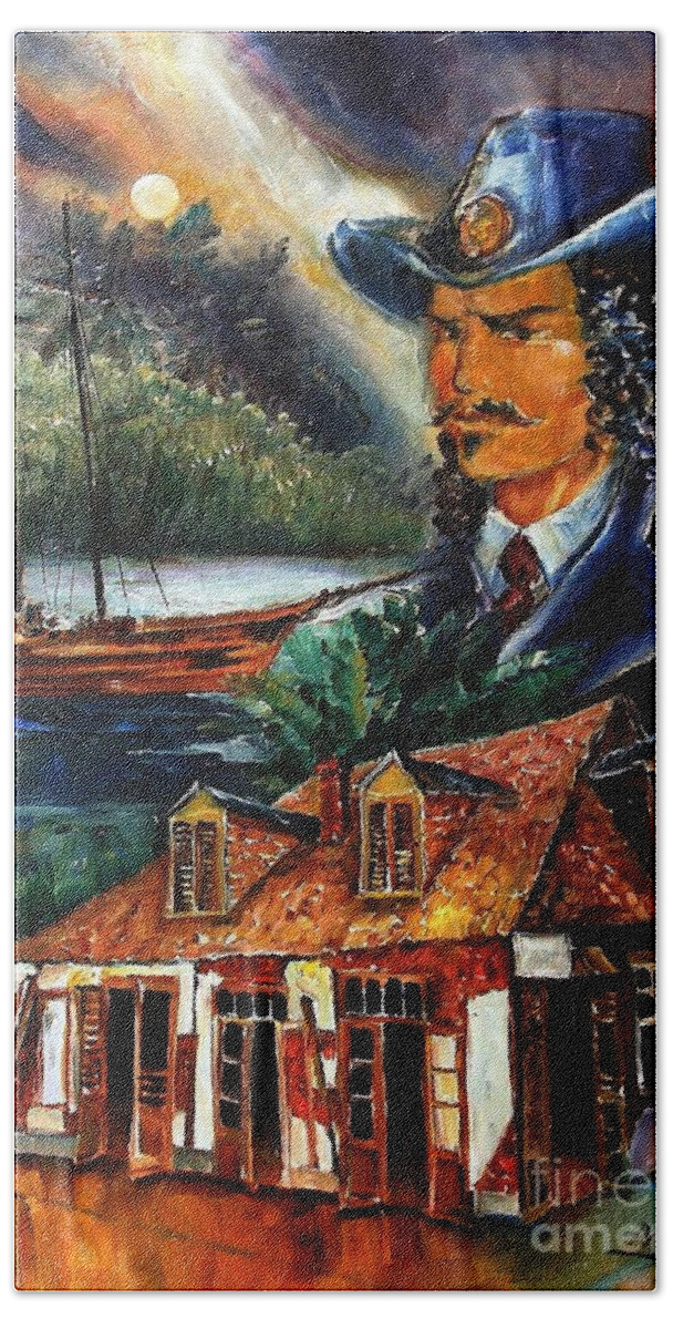 New Orleans Beach Towel featuring the painting Legend of Jean Lafitte by Diane Millsap
