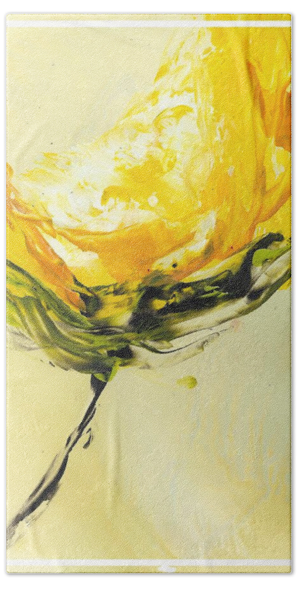Yellow Beach Towel featuring the painting Lemon Drop by Bonny Butler