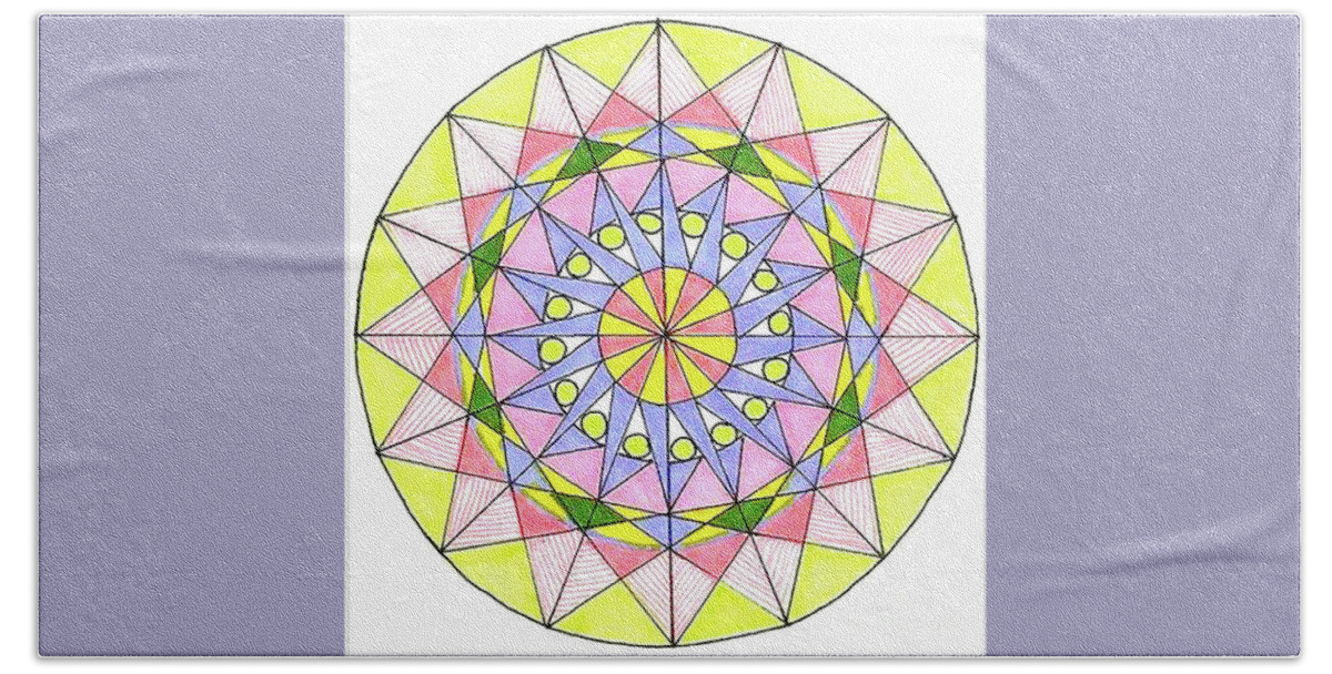 Geometric Design Bright Colors Circle Mandala Triangles Beach Towel featuring the tapestry - textile Lemon Sherbet by Ruth Dailey