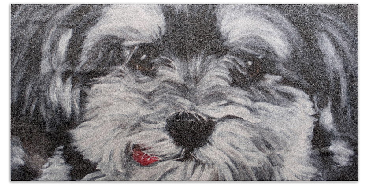 Puppy Beach Towel featuring the painting Lexie by Carol Russell