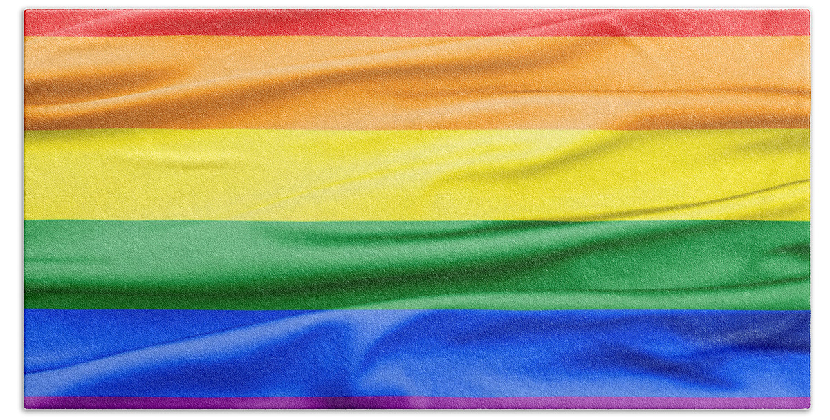 Banner Beach Towel featuring the photograph LGBT Rainbow Flag by Semmick Photo