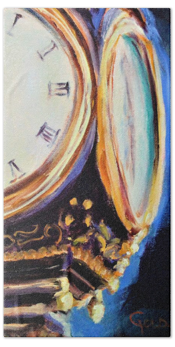 Clock Beach Towel featuring the painting Liberty II by Kathy Lynn Goldbach
