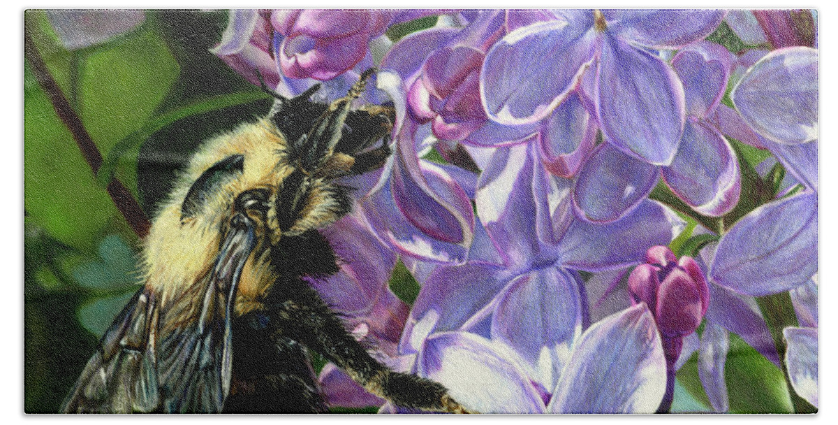 Bee Beach Sheet featuring the drawing Life Among the Lilacs by Shana Rowe Jackson