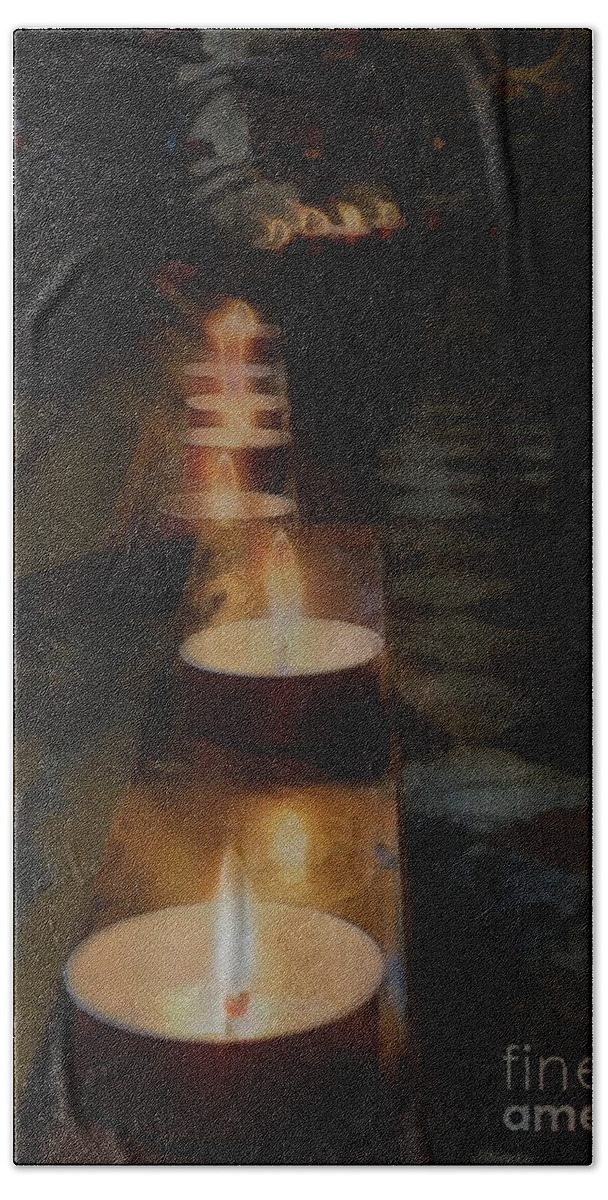 Candles Beach Towel featuring the digital art Light a Candle by Diana Rajala