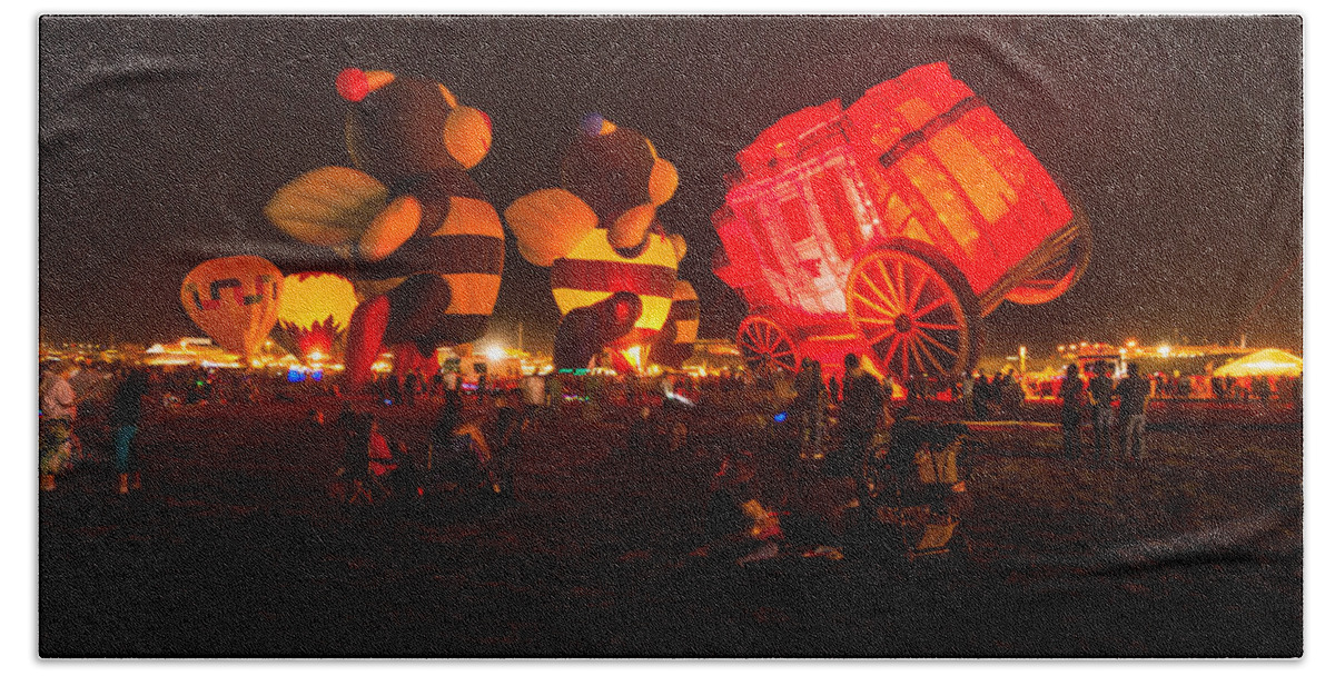 Hot Air Balloons Beach Towel featuring the photograph Light it up by Charles McCleanon