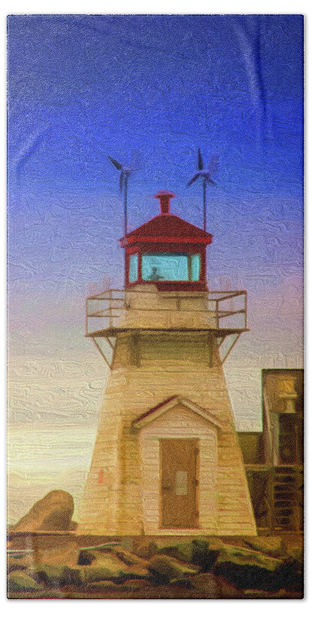 Lighthouse Beach Towel featuring the painting Lighthouse by Prince Andre Faubert