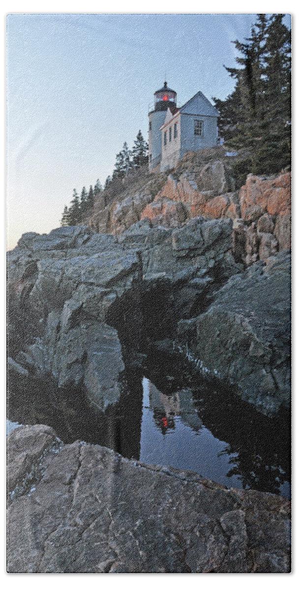 Lighthouse Beach Sheet featuring the photograph Lighthouse Reflection by Glenn Gordon