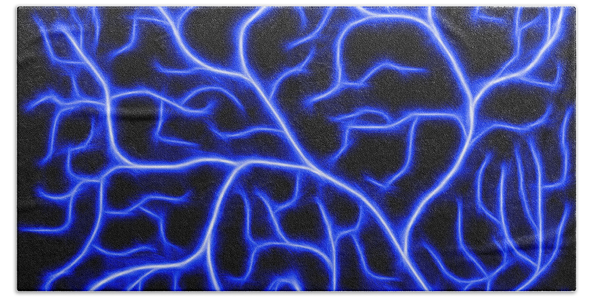 Lightning Beach Towel featuring the digital art Lightning - Blue by Shane Bechler