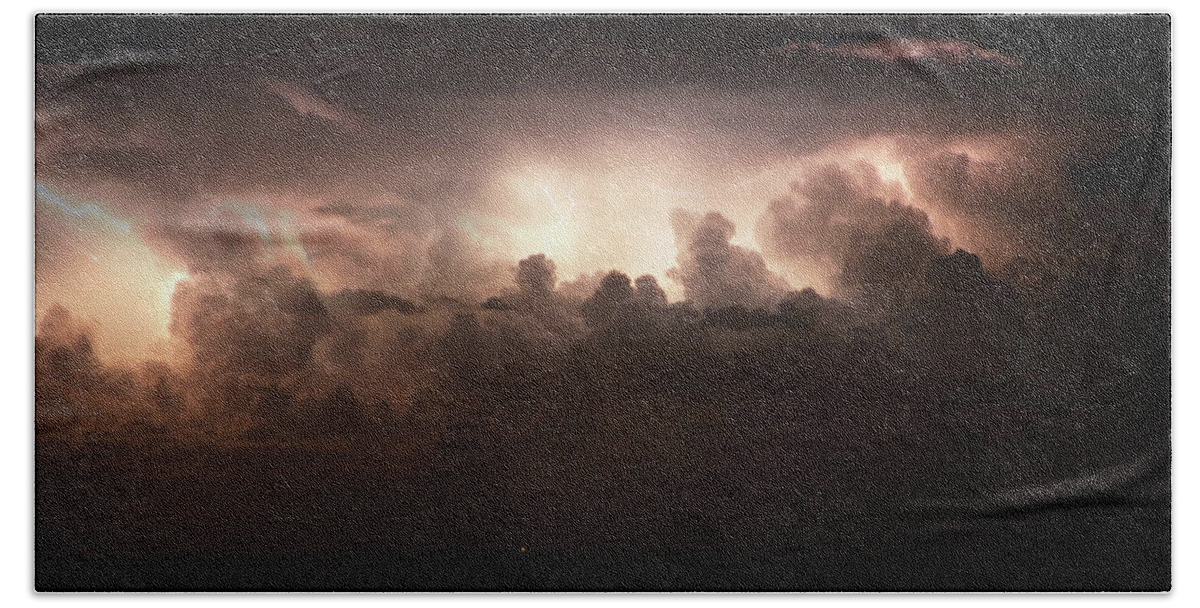 Lightning Beach Sheet featuring the photograph Lightning over the Straits of Messina by John Meader