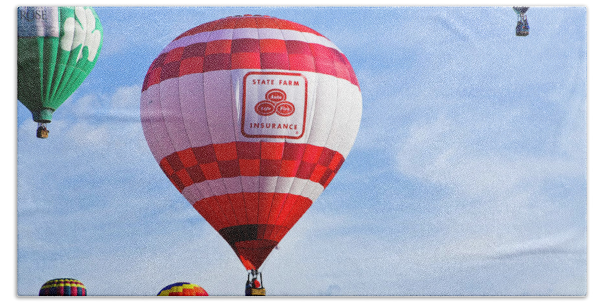 Hot Air Balloon Beach Towel featuring the digital art Like a Good Neighbor by Gary Baird